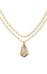 CAMRY ENAMEL FRAME MULTI STRAND NECKLACE GOLD NATURAL MOTHER OF PEARL