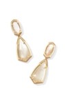 CAMRY ENAMEL FRAME STATEMENT EARRINGS GOLD NATURAL MOTHER OF PEARL