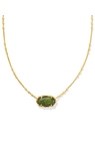 ELISA BAMBOO FRAME SHORT PENDANT NECKLACE	GOLD SAGE SERPENTINE