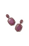 DAPHNE ENAMEL FRAME DROP EARRINGS GOLD MAROON MAGNESITE