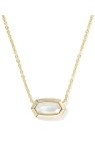 ELISA BEZEL SHORT PENDANT NECKLACE GOLD IVORY MOTHER OF PEARL