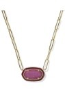 ELISA ENAMEL FRAME PAPERCLIP NECKLACE GOLD MAROON MAGNESITE