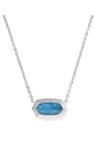 ELISA BEZEL SHORT PENDANT NECKLACE SILVER VARIEGATED INDIGO MAGNESITE