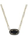 ELISA ENAMEL FRAME PAPERCLIP NECKLACE GOLD BLACK AGATE