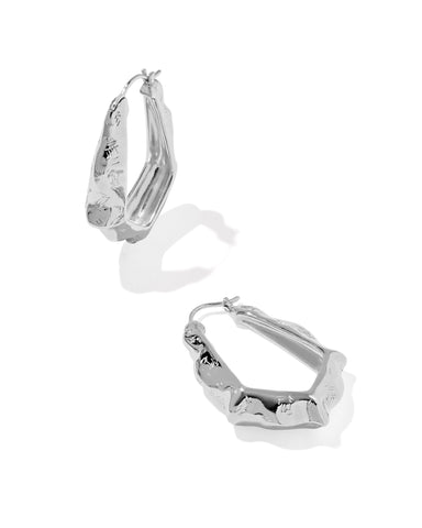 ADRIANA SCALLOP FRAME HOOP EARRINGS SILVER