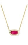 ELISA BEZEL SHORT PENDANT NECKLACE GOLD CARMINE RED ILLUSION