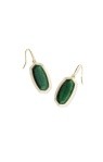 DANI BEZEL DROP EARRINGS GOLD GREEN TIGERS EYE