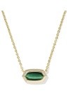 ELISA BEZEL SHORT PENDANT NECKLACE GOLD GREEN TIGERS EYE