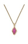 ADELINE SHORT PENDANT NECKLACE VINTAGE GOLD DARK FUCHSIA VARIEGATED MAGNESITE