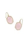 DAPHNE PAVE FRAME DROP EARRINGS GOLD ROSE QUARTZ