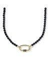EMERY BEADED STRAND NECKLACE GOLD BLACK AGATE