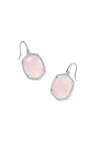DAPHNE PAVE FRAME DROP EARRINGS SILVER ROSE QUARTZ
