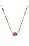 MINI ELISA SATELLITE SHORT PENDANT NECKLACE VINTAGE GOLD DARK FUCHSIA VARIEGATED MAGNESITE