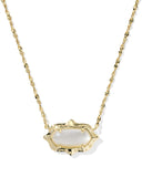 ELISA SCALLOP FRAME SHORT PENDANT NECKLACE GOLD NATURAL MOTHER OF PEARL