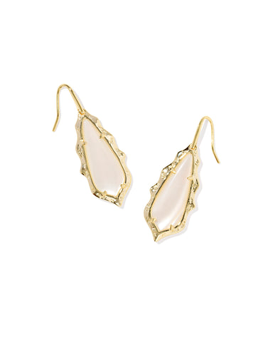 ADRIANA SCALLOP FRAME DROP EARRINGS GOLD NATURAL MOTHER OF PEARL