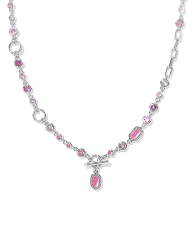 MINI ELISA ABBIE STRAND NECKLACE SILVER PINK MIX