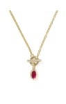 MINI ELISA TOGGLE SHORT PENDANT NECKLACE GOLD CARMINE RED ILLUSION