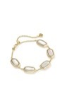 ELAINA BEZEL DELICATE CHAIN BRACELET GOLD IVORY MOTHER OF PEARL