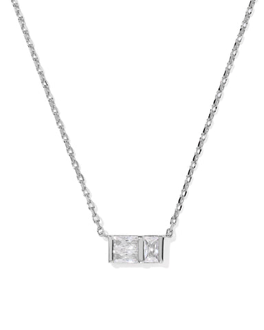 JAMIE SHORT PENDANT NECKLACE SILVER WHITE CZ