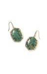 DAPHNE DROP EARRINGS GOLD BRONZE VEINED GREEN MALACHITE
