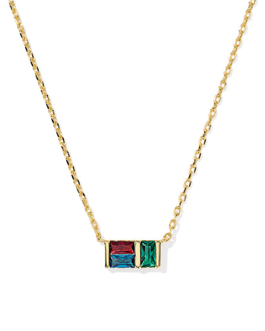 JAMIE SHORT PENDANT NECKLACE GOLD MULTI MIX