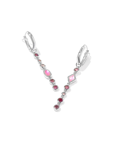 MINI ELISA ABBIE HUGGIE EARRINGS SILVER PINK MIX