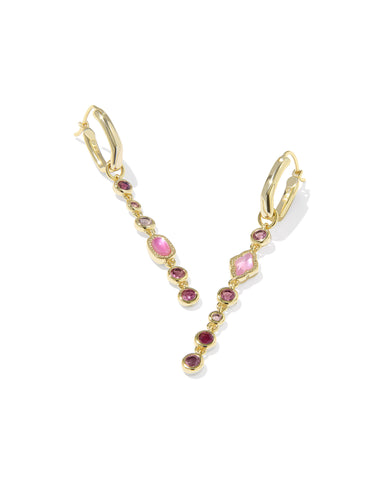 MINI ELISA ABBIE HUGGIE EARRINGS GOLD PINK MIX