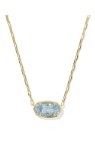 ELISA LUXE SHORT PENDANT NECKLACE GOLD LIGHT BLUE CZ