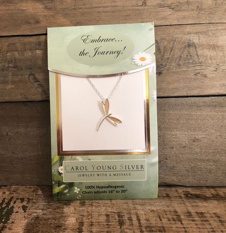 Carol Young Silver - Dragonfly Jewelry Necklace, Petite on CARD