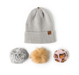 Britt's Knits Snap To It  Mix & Match Pom Hat - Gray