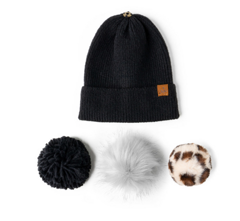 Britt's Knits Snap To It  Mix & Match Pom Hat -Black