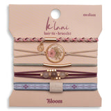 "Bloom" Maroon & Pink with Pressed Flowers Hair Tie Bracelets