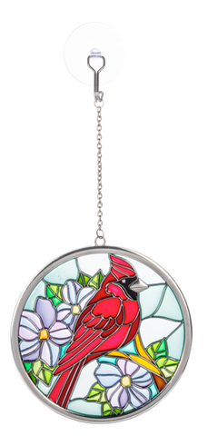 Cardinal Stained Glass Window Hanging