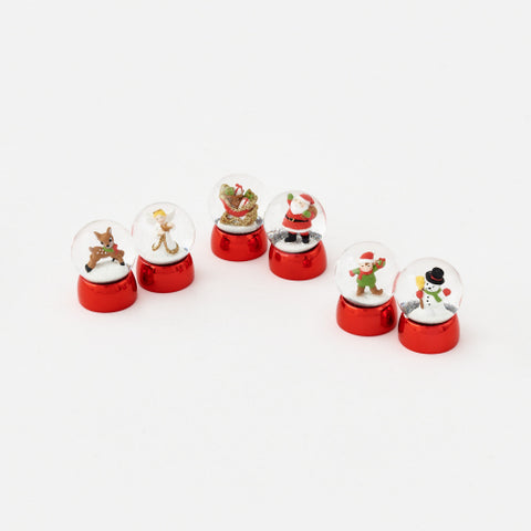 Tinsel Town Character Waterglobe, 6 Asst, Glass/Resin, 2"