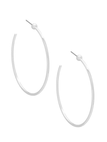 Slim Gold Bead Open Hoop Earring