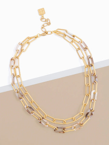 Alternating Marbled Resin Links Collar Necklace Jewelry