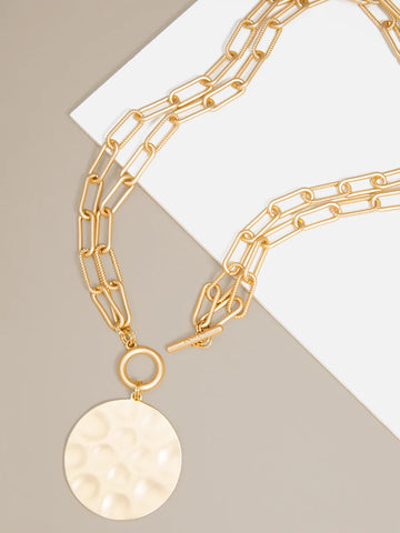 Double-Strand Gold Link Coin Necklace