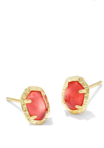 DAPHNE STUD EARRINGS GOLD CORAL