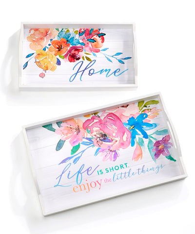 Floral Nesting Trays w/Sentiment, Set of 2