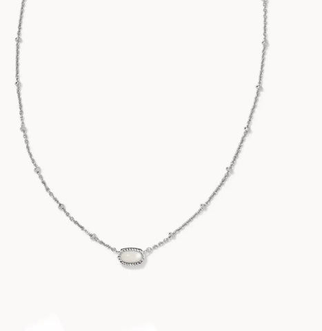 Kendra Scott Mini Elisa Pendant Necklace - Rhodium Fuchsia Magnesite
