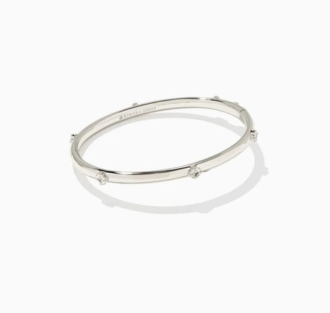 KENDRA SCOTT-Joelle Silver Bangle Bracelet in White Crystal