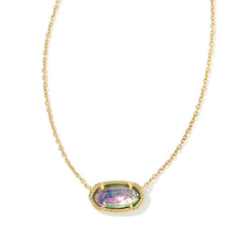 Elisa Gold Tone Pendant Necklace in Lilac Abalone