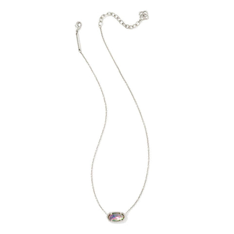 Elisa Silver Tone Pendant Necklace in Lilac Abalone