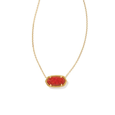 Elisa Necklace - Gold/Red Kyocera Opal