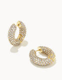 MIKKI PAVE HOOP EARRINGS GOLD WHITE