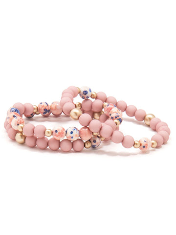 3-Strand Porcelain Pattern Beaded Bracelet