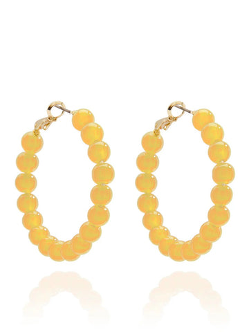 Medium Glass Bead Hoop Earring