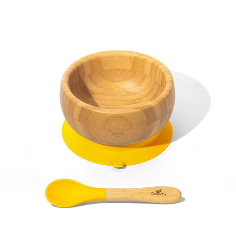 Yellow Stay Put Bowl Spoon