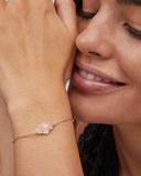ABBIE SATELLITE CHAIN BRACELET GOLD ROSE QUARTZ