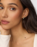 CAILIN CRYSTAL HUGGIE EARRINGS GOLD AQUA CRYSTAL